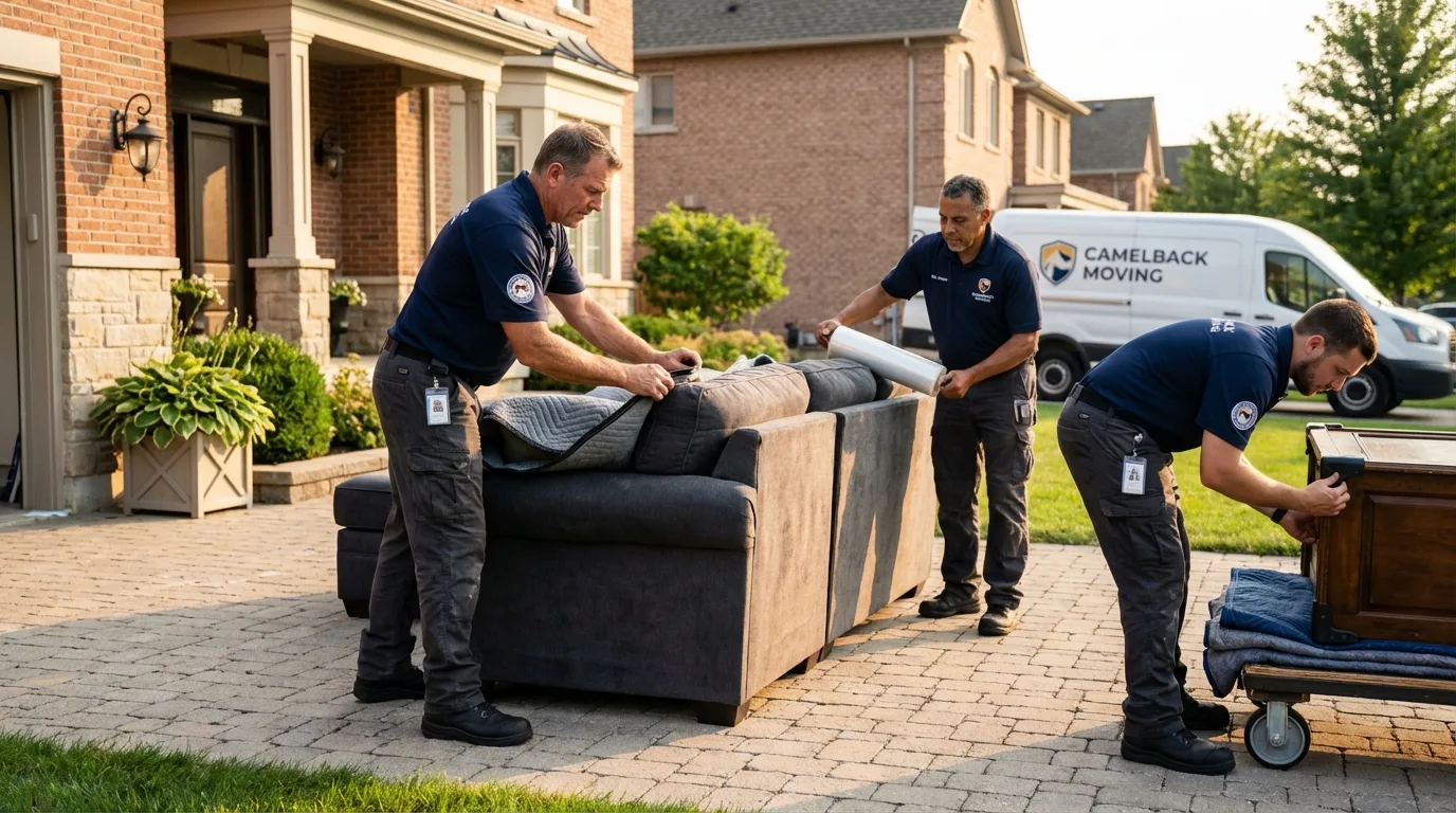 Large estate moving crew wrapping furniture in Eldridge, CA